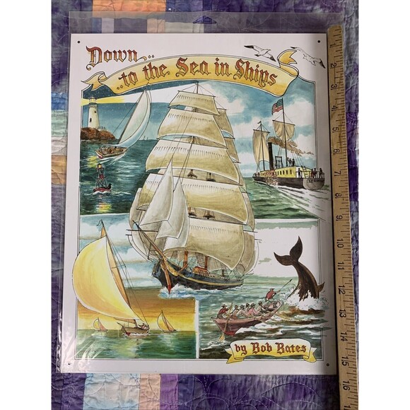 Down To The Sea In Ships Nautical Metal 12.5x16 Sign Wall Decor Bar Shop Room - Picture 3 of 3